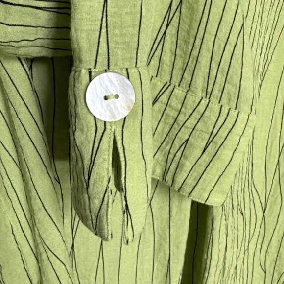 Ali Miles Plus Size 2X Abalone Green Black Button Down Art 3/4 Sleeve Tunic Top - Picture 8 of 8